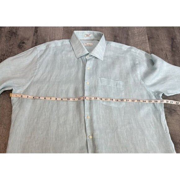 Peter Millar Linen Shirt Mens 2XL Green Crown Cool Button Up Coastal Lightweight - Picture 7 of 10